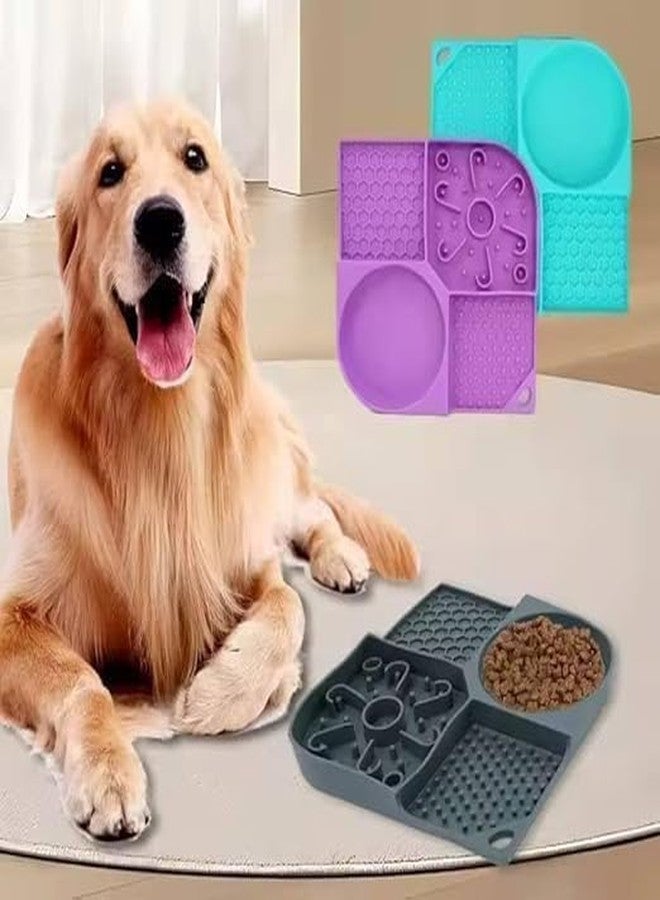 KPS Silicone Pet Food Tray | with Water Bowl & Lick Pad & Licking Mat | Feeding Tray with Suction Cup | for Home/Outdoor/Garden | Pet Feeding/Watering Care Supplies (Pack of 1,Multicolor) - Image 2